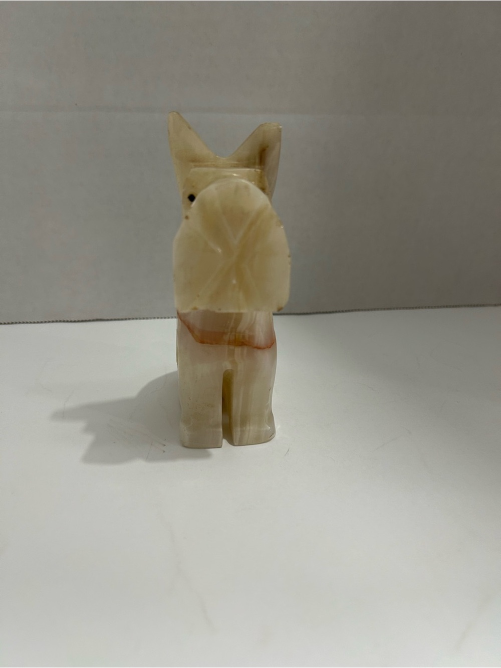 Onyx Scotty Dog Figure Hand Carved Dog Ivory Brown 5” Tall Scottish